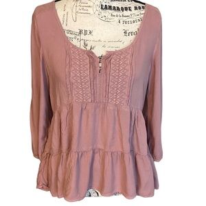 American Eagle Outfitters Top Babydoll Y2K Dusty Rose Size S